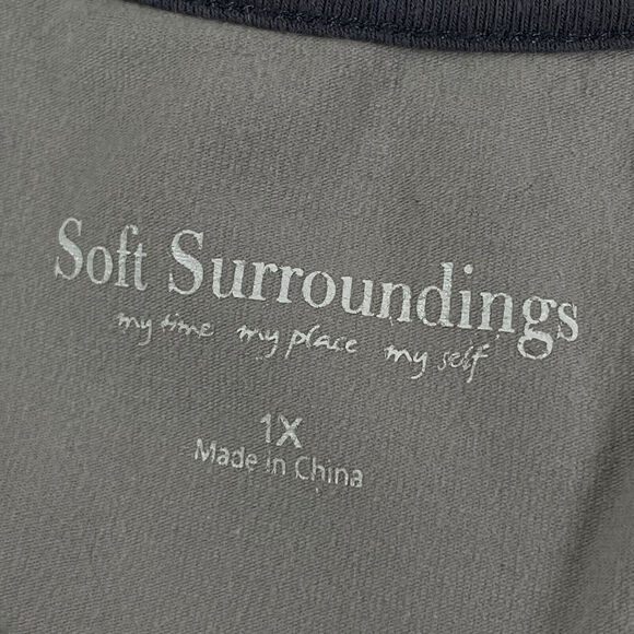 Soft Surroundings Tunic Top Size 1X Plus Long Sleeve Floral Watercolor Back HiLo - Picture 15 of 15